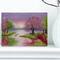 Designart - Romantic Lake in Pink and Green - Extra Large Wall Art Landscape